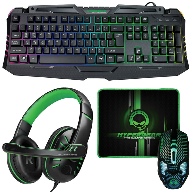 Gaming Set: Gaming Keyboard, Headset, Mouse GREEN