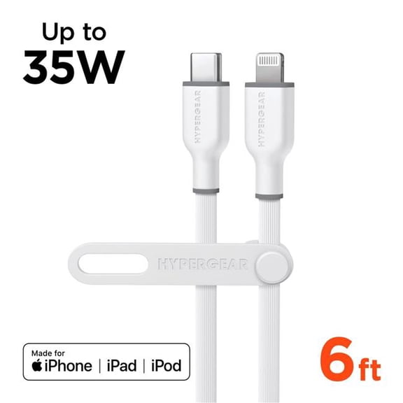 HyperGear HPG-16004-HYP 6 ft. Flexi Pro USB-C to Lightning Cable - White