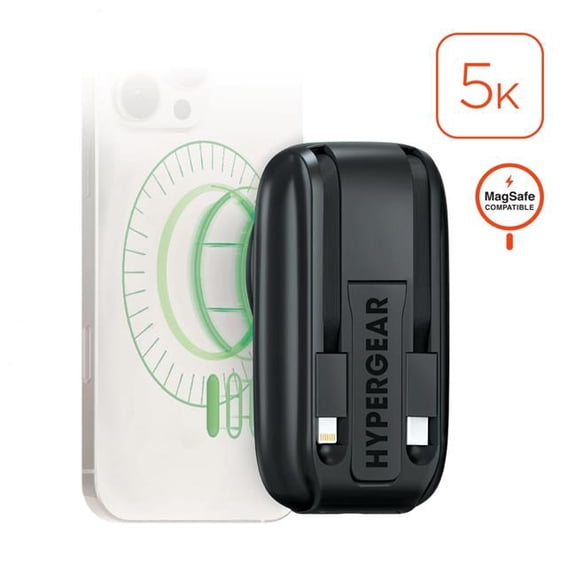 HyperGear HPG-16251-HYP Mag Grip Go 5000mAh Wireless Power Bank, Black