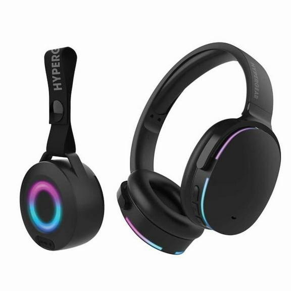 Hypergear 15861 Wireless Audio Essentials Duo With Light-up Bluetooth Speaker And Headphones [black]