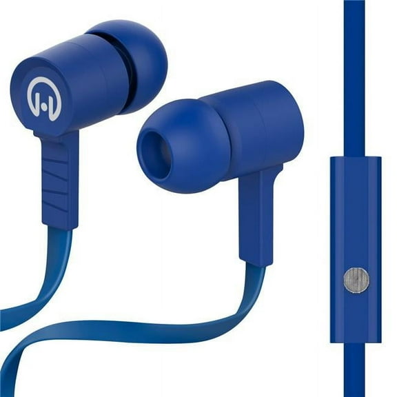 HyperGear Low Rider Wired Earphones with Microphone. Comfort-fit Ear Gel (Blue)