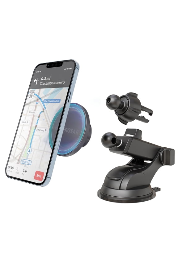 Mag Grip Phone Mount Kit with MagSafe Vent, Dash, and Windshield Mounts, Black, 15701