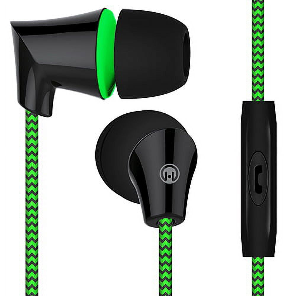 HyperGear Sound Wavez Braided Earphones w/Mic, Grn