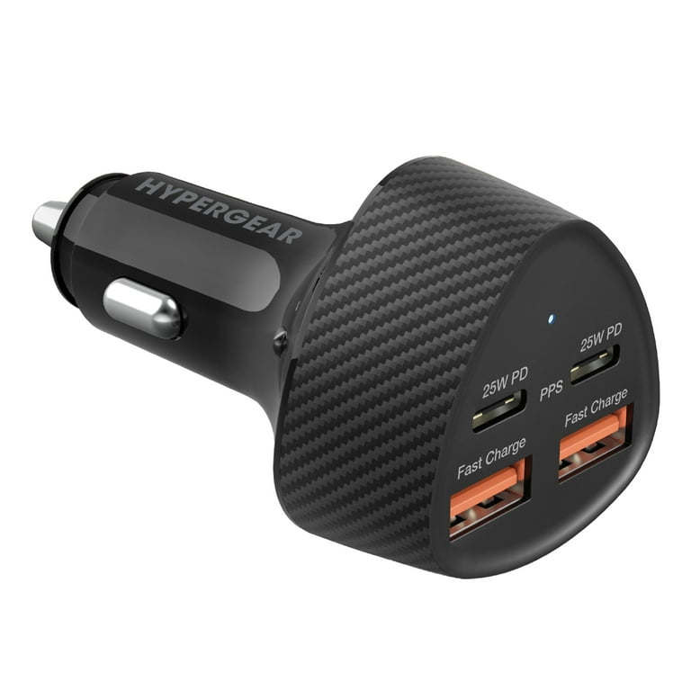 HyperGear SpeedBoost 50-Watt Quad PD Car Charger, Black, 15785