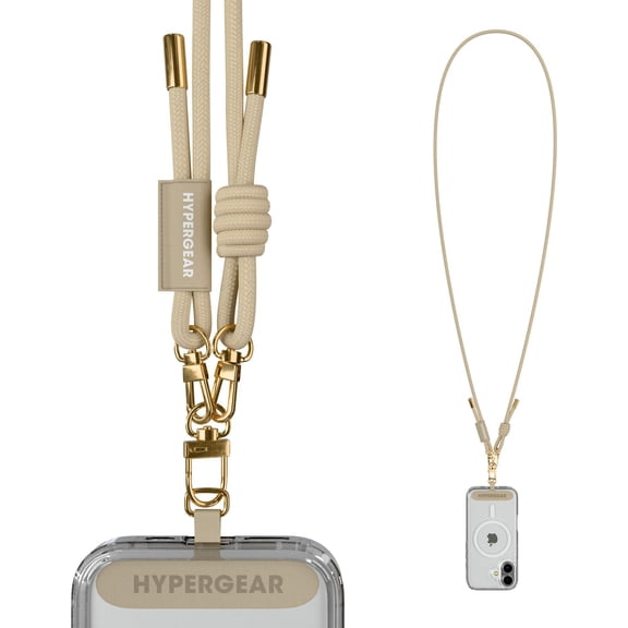 HyperGear TECHcessories | Universal Crossbody Phone Strap | Sand Braided Rope