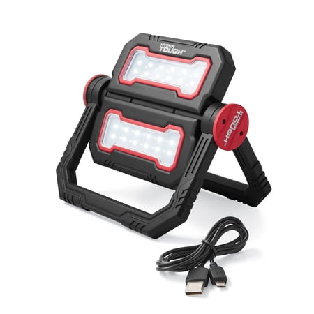 HyperTough 1000 Lumen Led Work Light, Folding Stand, Black, Red and Plastic