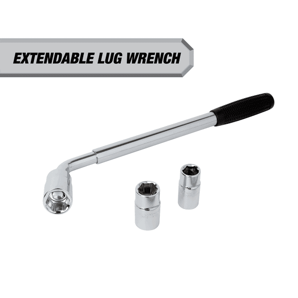 Hyper Tough Heavy Duty Extendable Lug Wrench, 15 to 22-inch Tire Iron, Chrome