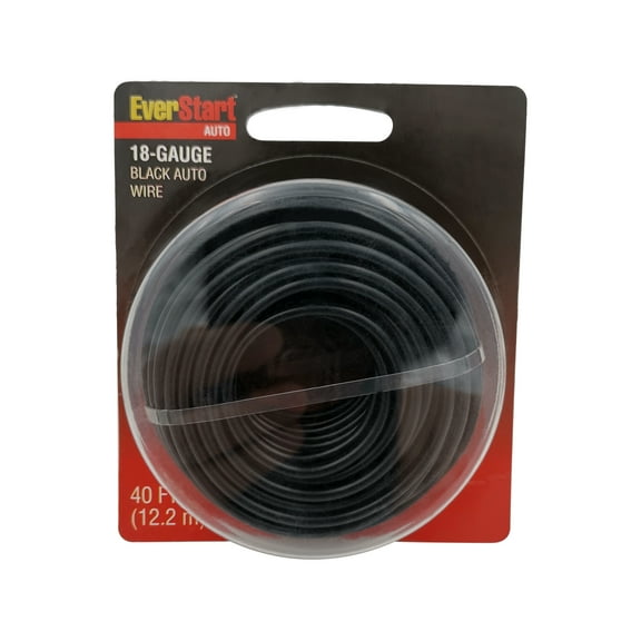 HyperTough 18-Gauge Automotive and Marine Wire, Black, 40ft, Single Bulb Application