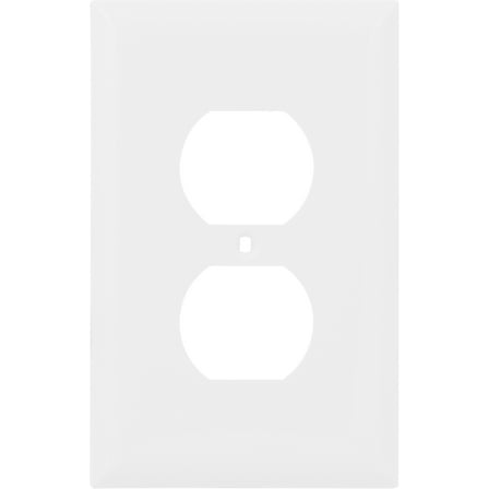 HyperTough Oversized Outlet Plate, Duplex Receptacle, 1 Gang, White Nylon, 53148