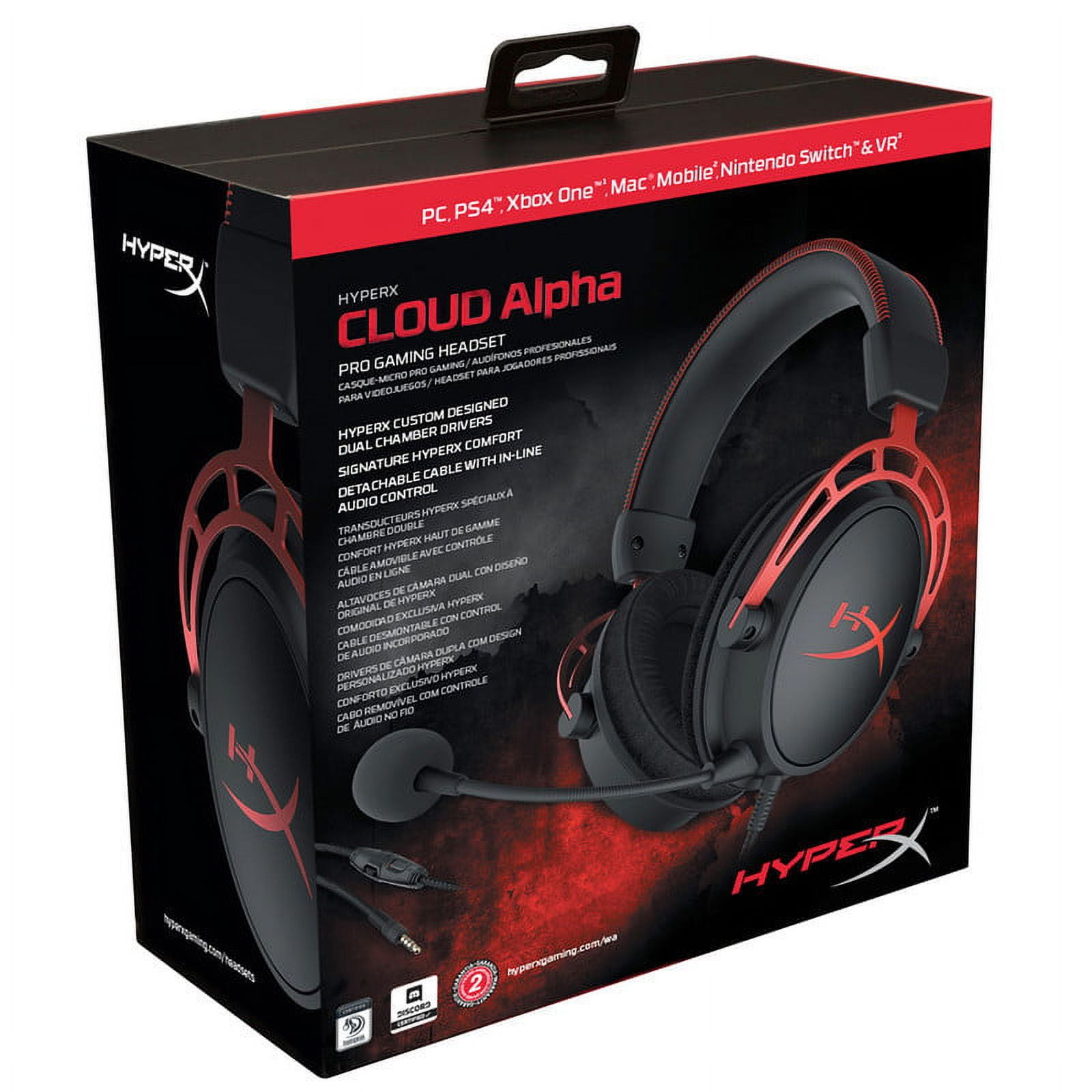 HyperX Cloud Alpha Wired Over Ear Gaming Headset Red