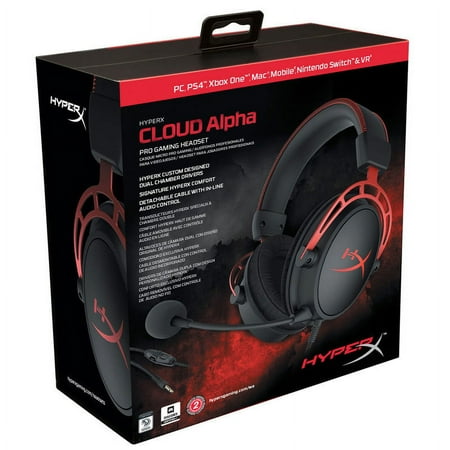 HyperX Cloud Alpha Wired Over-Ear Gaming Headset, Red