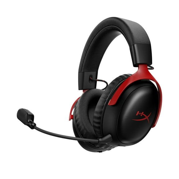 HyperX Cloud III S – Wireless Gaming Headset, 2.4GHz, Bluetooth, Battery Life up to 120 Hours 2.4GHz / 200 Hours Bluetooth, 53mm Angled Drivers, 10mm Detachable Mic, Customizable – Black/Red