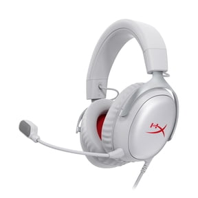 HyperX Cloud III  Wired Gaming Headset, PC, PS5, Xbox Series X|S, Angled 53mm Drivers, DTS Spatial Audio, Memory Foam, Durable Frame, Ultra-Clear 10mm Mic, USB-C, USB-A, 3.5mm  Gray/Red