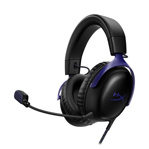 HyperX Cloud III – Wired Gaming Headset, PC, PS5, Xbox Series X|S, Angled 53mm Drivers, Memory Foam, Durable Frame, Ultra-Clear 10mm Mic, USB-C, USB-A, 3.5mm – Black/Blue