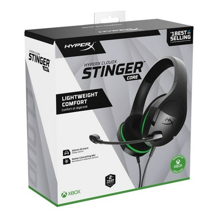 HyperX - CloudX Stinger Core Wired Stereo Gaming Headset for Xbox X|S and Xbox One - Black and green