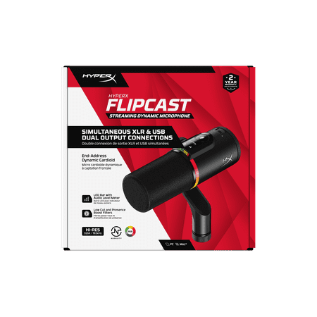 HyperX - FlipCast Wired Cardioid USB Dynamic Microphone - Black