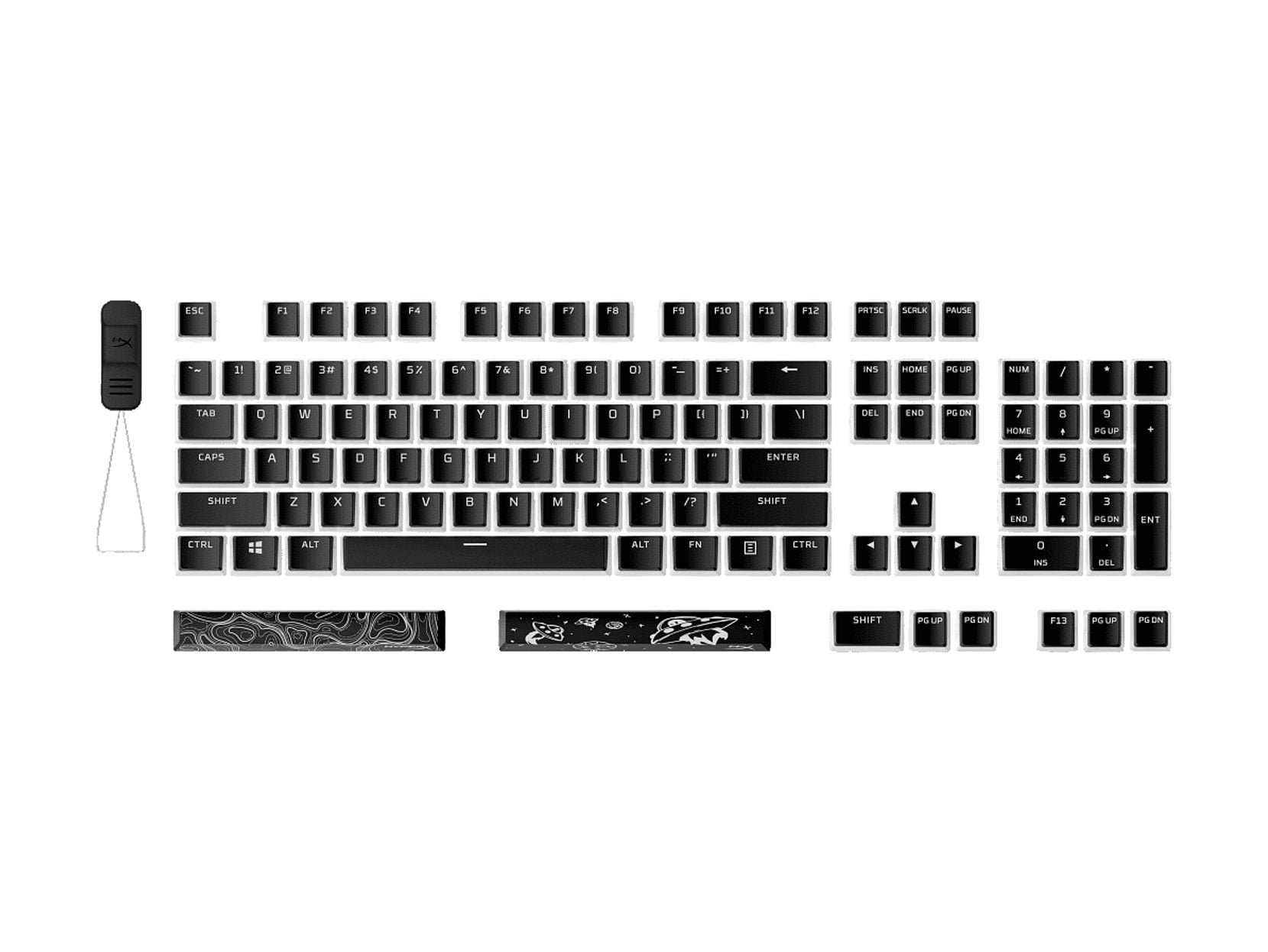 HyperX Pudding Keycaps 2 - Full Key Set - PBT - Black (US Layout)