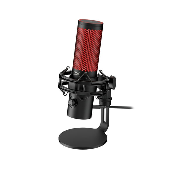 HyperX QuadCast 2 - USB Microphone for Gaming, Streaming and Podcasting, with On-Board Controls, LED Lighting, Quick Release Shock Mount and Built-in Arm/Stand Mount, PC, Mac, PS5, PS4, USB-C - Black