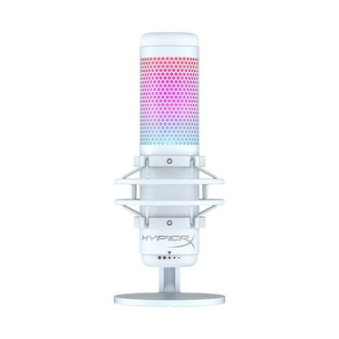 HyperX QuadCast S RGB USB Condenser Microphone with Shock Mount and Pop Filter for Gaming, Streaming, Podcasts, White