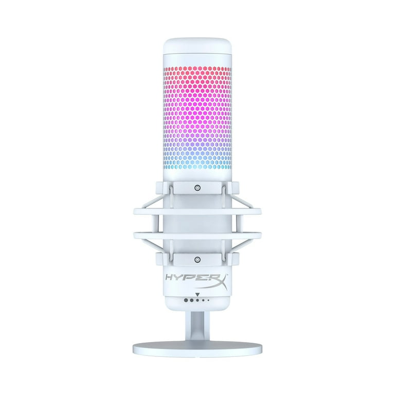 HyperX QuadCast S RGB USB Condenser Microphone with Shock Mount and Pop Filter for Gaming Streaming Podcasts White
