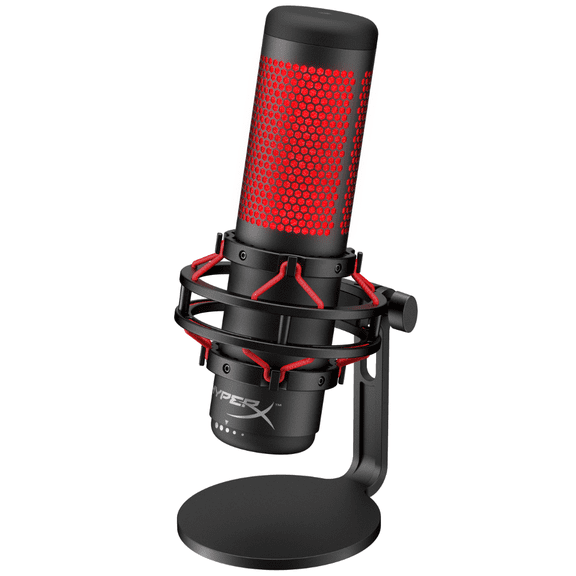 HyperX QuadCast USB Condenser Gaming Microphone, for PC, PS4 and Mac, Anti-Vibration Shock Mount, Four Polar Patterns, Pop Filter, Gain Control, Podcasts, Twitch, YouTube, Discord, Red