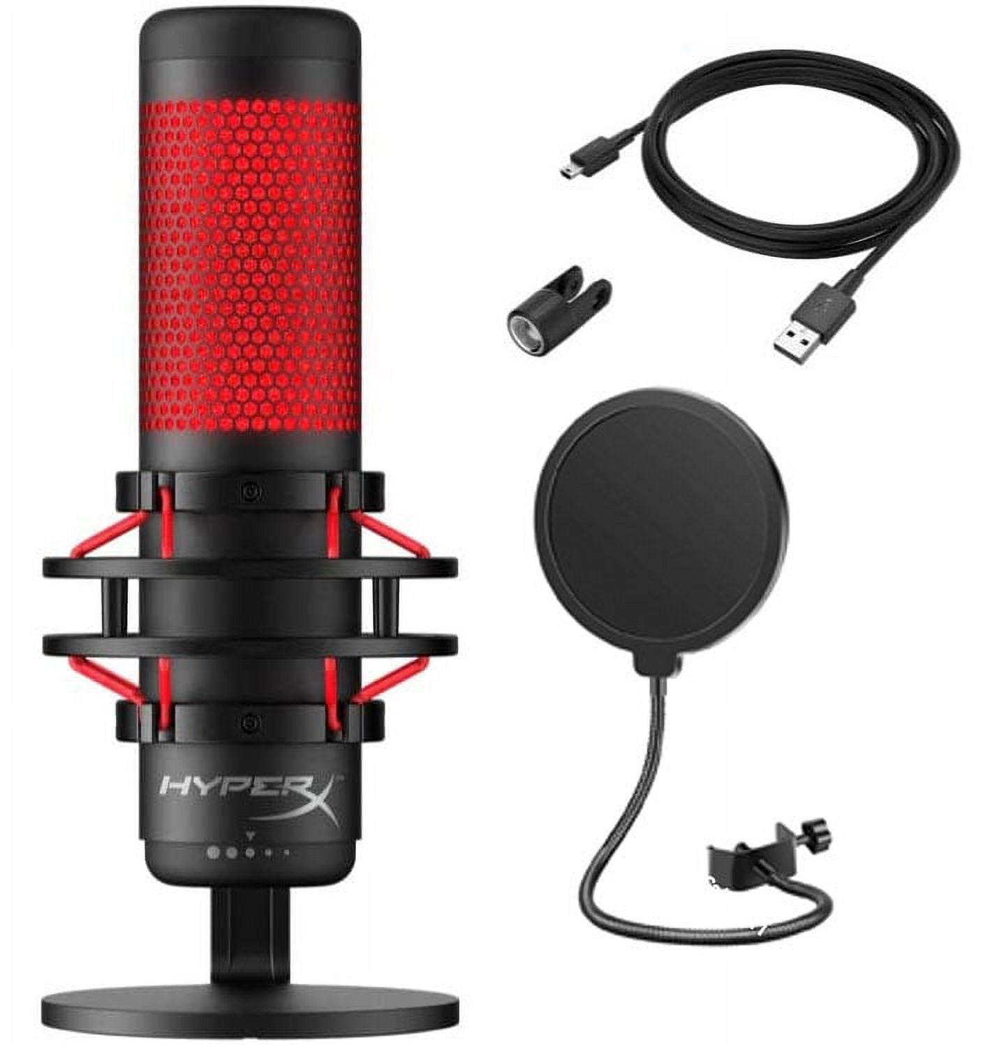 HyperX QuadCast USB Condenser Gaming Microphone with Desktop Boom Arm and  Filter