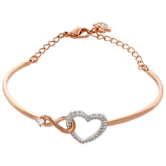Hyperbola bangle Infinity and heart, White, Mixed metal finish 5518869