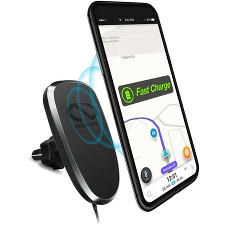 Naztech - MagBuddy 10W Qi Certified Fast Charge Wireless Charging Pad for iPhone/Android - Black