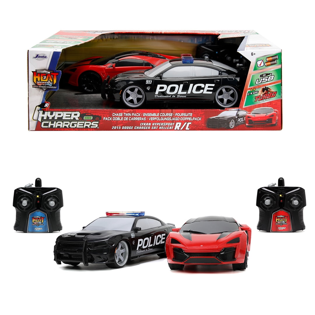 Hyperchargers Heat Chase 1:16 Lykan Hypersport & 2015 Dodge Charger SRT Hellcat RC Radio Control Cars