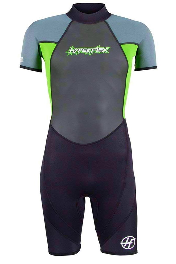 Junior's Access Shorty Spring Suit Wetsuit 2mm Back Zip, Green / Black - Size 16