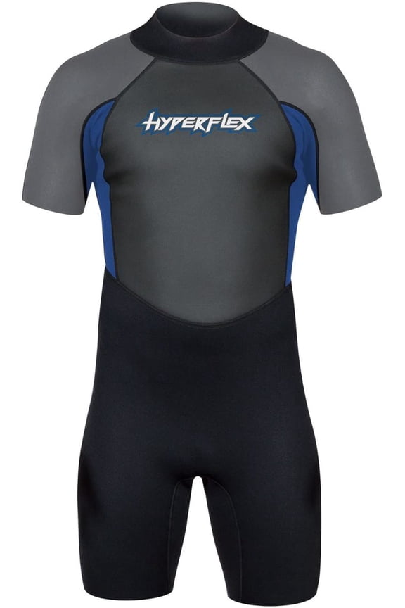 Men's Access Shorty Spring Suit, 2.5mm Wetsuit, Back Zip, Black / Blue