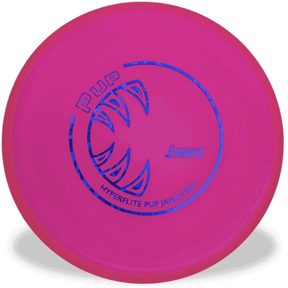 Hyperflite Pup Jawz Pink Dog Disc • For Dogs Under 16" • Puncture Resistant • Dual Gripping Surfaces • X-Flash Anti-Glare Technology • Competition Approved • Made in USA