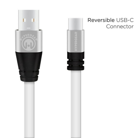 Hypergear 13891 Flexi Char& Sync Flat USB-A to USB-C Cable 6ft (White) HPL13891