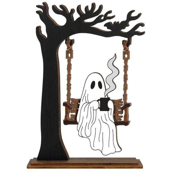 Hyperi Wood Ghost Desk Swing Ornaments, Gift for Halloween