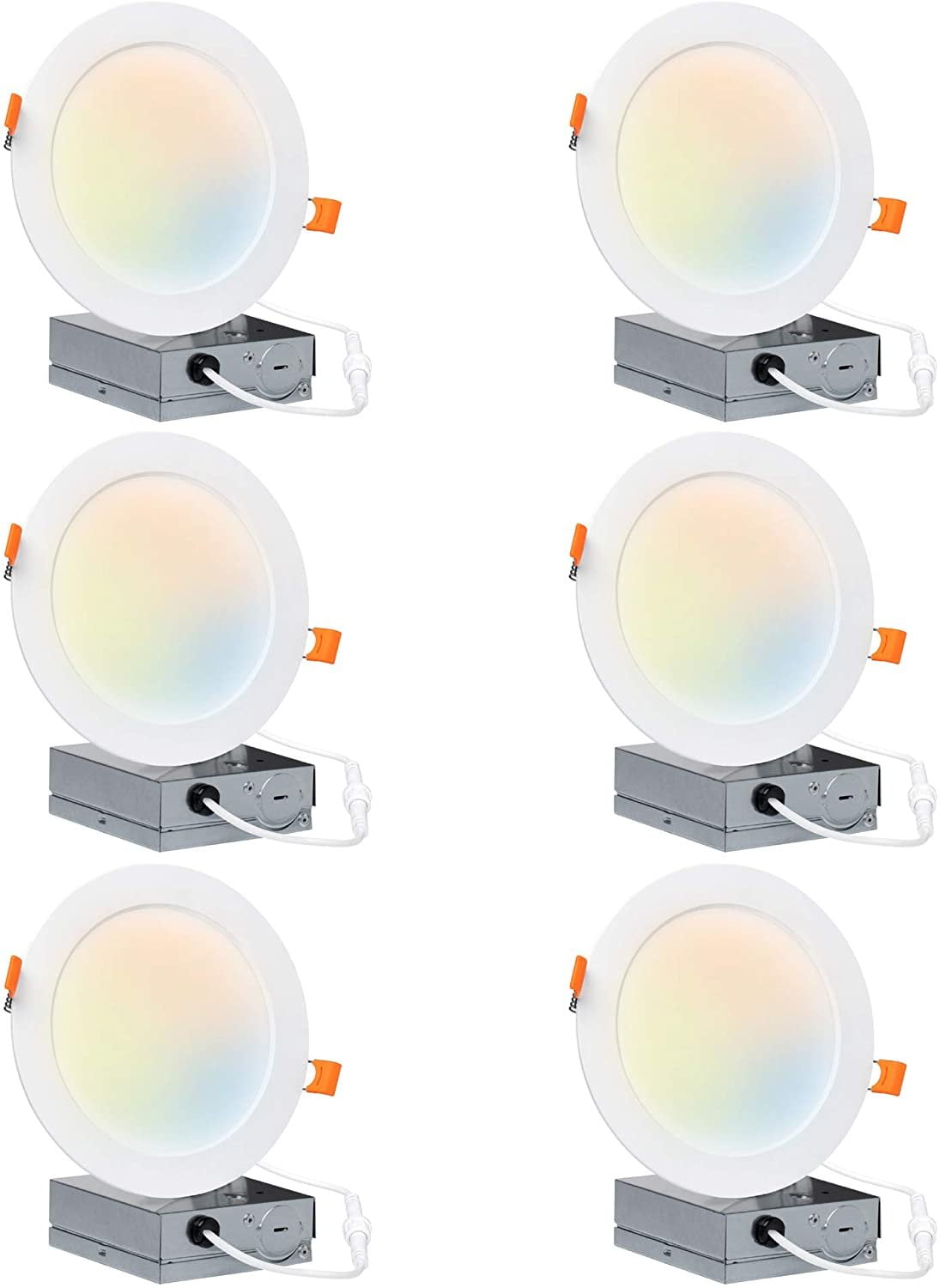 Hyperikon 6" LED Recessed Lighting, 5CCT Selectable 2700K-5000K, Dimmable, UL & Energy Star, 6 Pack