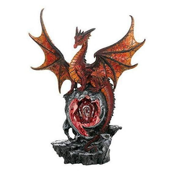 Hyperion Dragon with LED Light on Fiery Red Crystal Lava Mountain 18H
