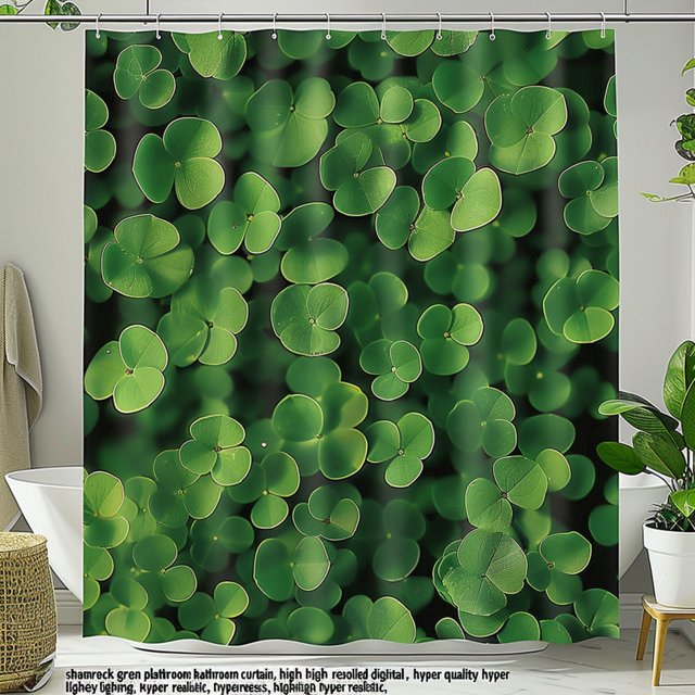Hyperrealistic Green Plants Print Shower Curtain detailed digital art