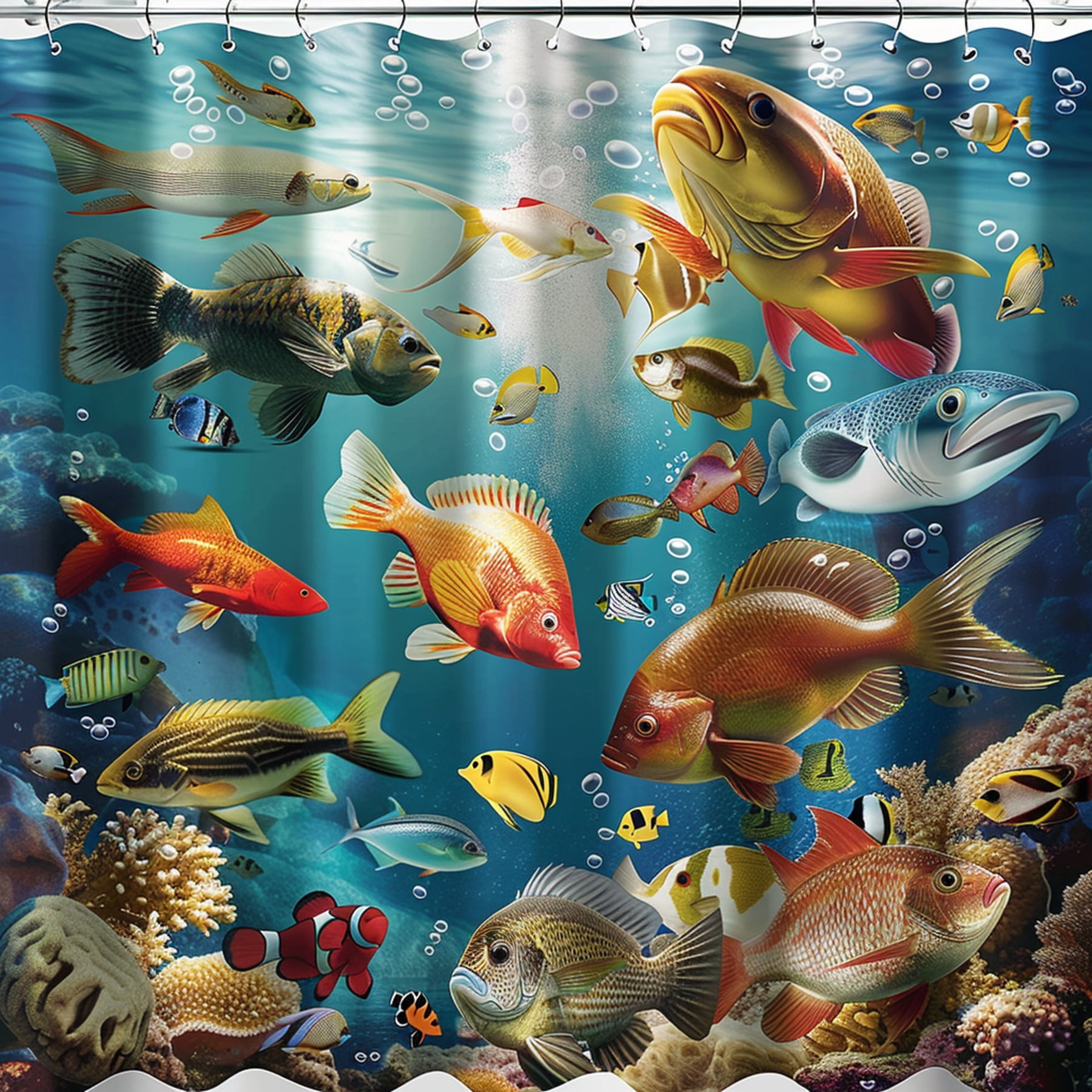 Hyperrealistic Ocean Fish Shower Curtain Ultra Detailed Hypercolored