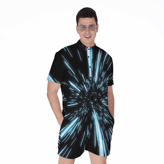 Hyperspace Lightspeed Short Sleeve Men'S Rompers Casual Summer Jumpsuits Outfit