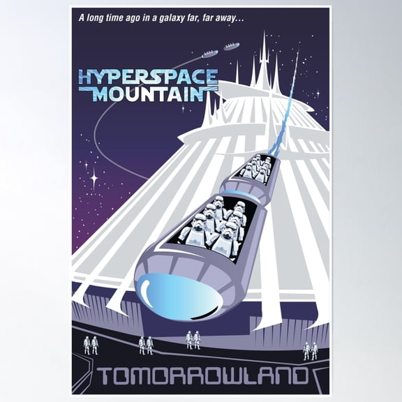 Hyperspace Mountain Poster Wall Art, Modern Wall Decor, 24x36 UNFRAMED