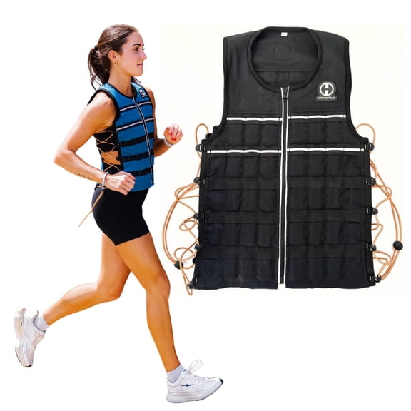Hyperwear HyperVest ELITE Adjustable Weighted Vest for Women and Men — 10 lb Thin Steel Weights, Stretch CORDURA Fabric — Weight Vest for Walking, Running, Strength Training — Medium Size, Jet Black