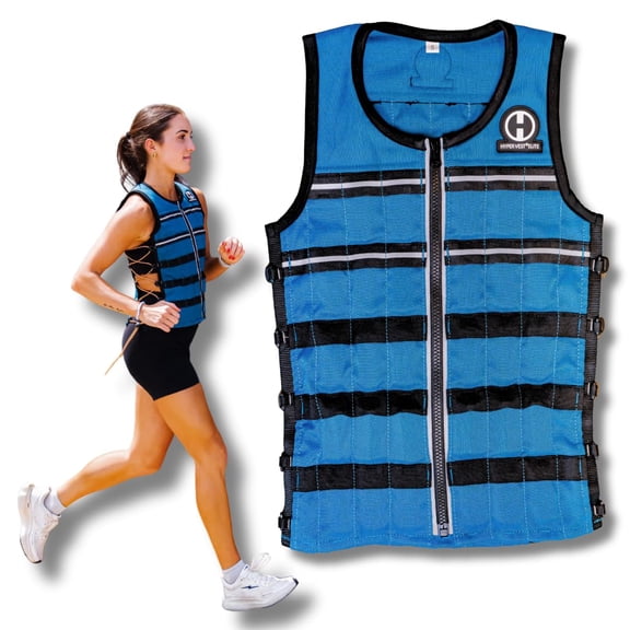 Hyperwear HyperVest ELITE Adjustable Weighted Vest for Women and Men — 10lb Thin Steel Weights, Stretch CORDURA Fabric — Weight Vest for Walking, Running, Strength Training — Large Size, Glacier Blue
