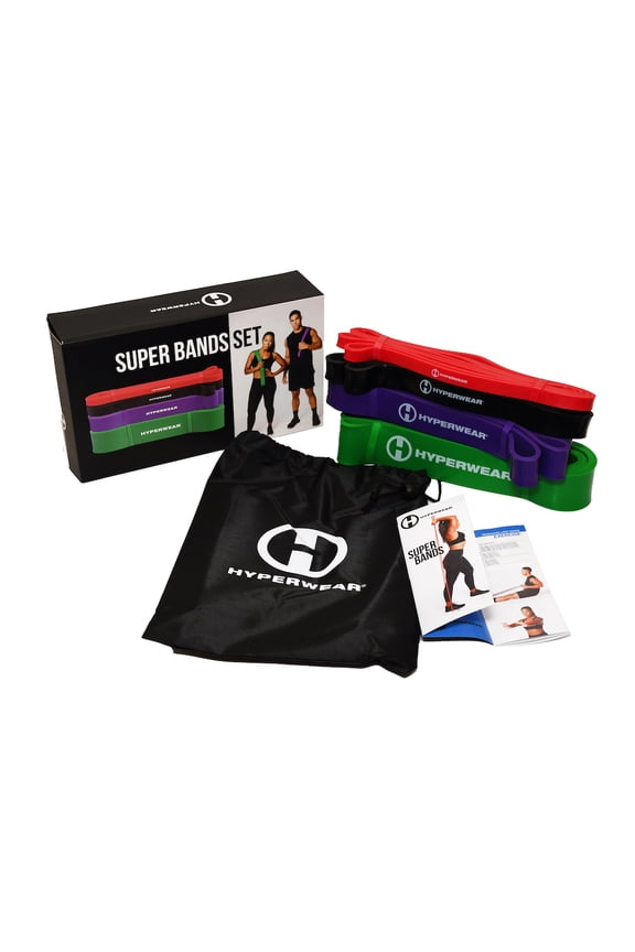 Super Bands Stretch Resistance Bands for Exercise, Pull-up Assist (Set of 4)