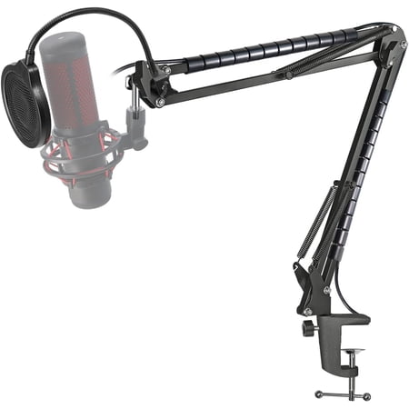 Quadcast Microphone Stand - Scissor Mic Boom Arm and 2 Cable Ties to Organize Cables Compatible with Hyperx Quadcast S to Improve Sound Quality by SUNMON