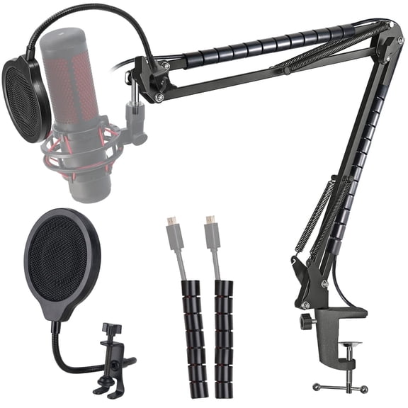 Hyperx Quadcast Mic Stand - Scissor Mic Boom Arm and 2 Cable Ties to Organize Cables Compatible with Hyperx Quadcast S to Improve Sound Quality by YOUSHARES