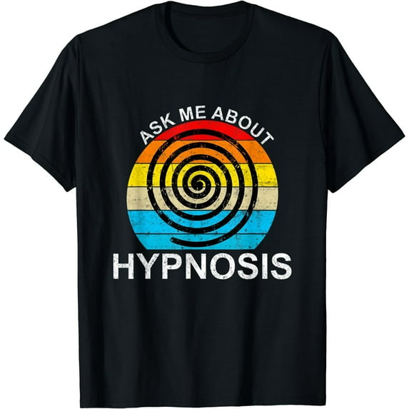 Hypnosis Lovers Spiral Optical Illusion Vintage Short Sleeve T-Shirt Black Casual Tee Unisex