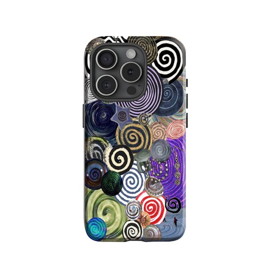 Hypnotic Optic Swirl Collage Phone Case Retro Spiral Artwork for iPhone 17 16 15 14 13 12 11 Pro Max