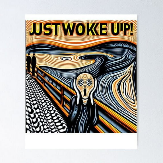 Hypnotic Scream – Just Woke Up! Optical Illusion Meme Art Poster Wall Art, Modern Wall Decor For Living Room Bedroom, 16x24 UNFRAMED