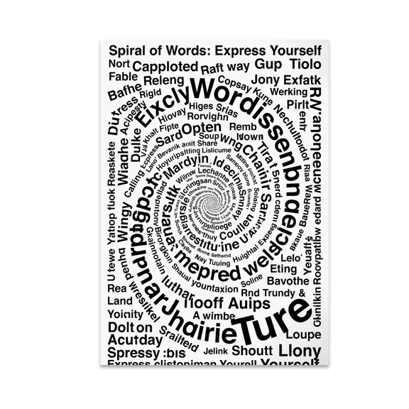 Hypnotic Spiral of Words Poster Art - Experimental Typography Enthusiast - 13x19 Poster Print