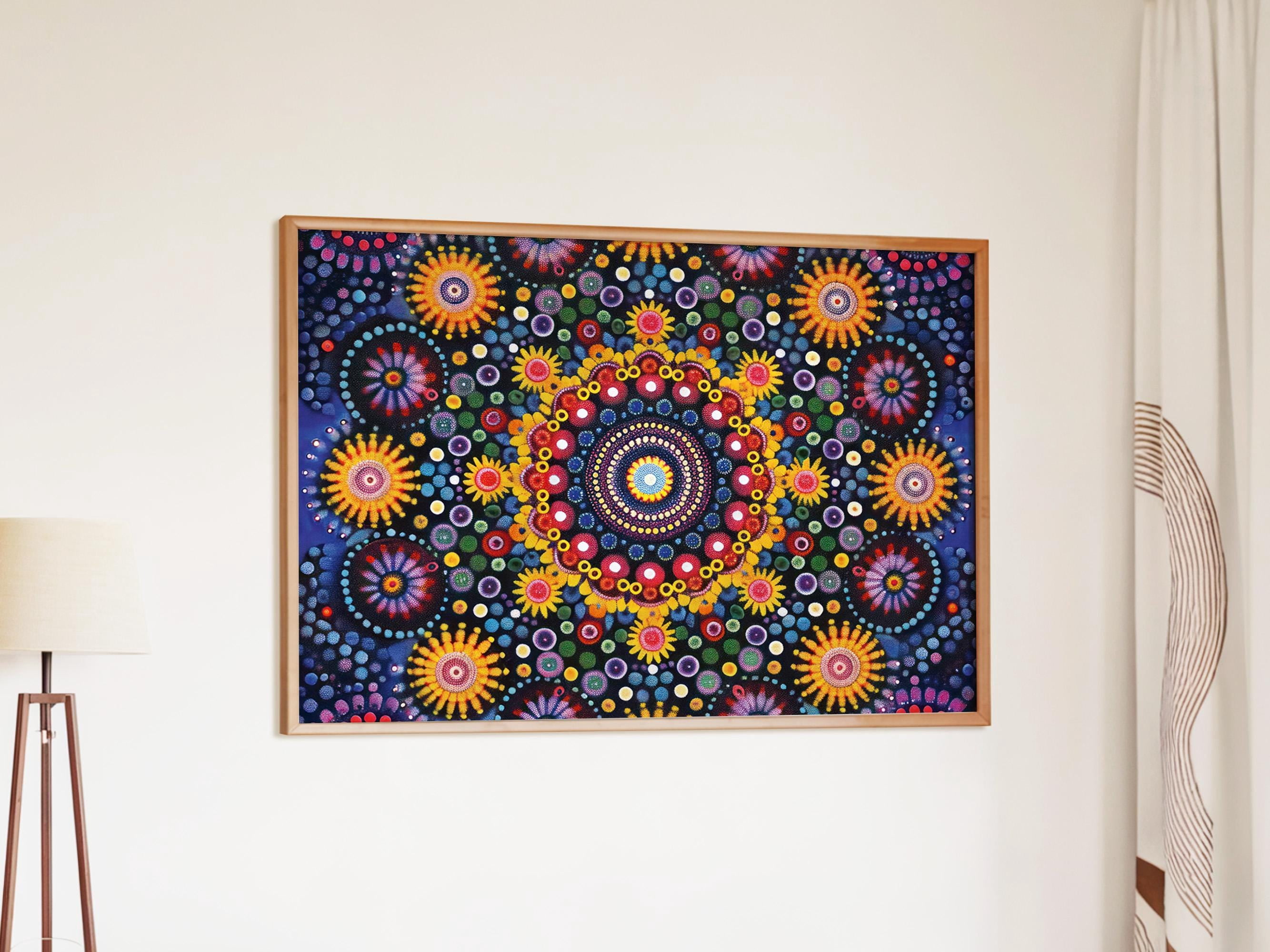Hyunoic Hypnotic Vibrant Mandala Kaleidoscopic Dot Paper Eclectic Zen Poster ...